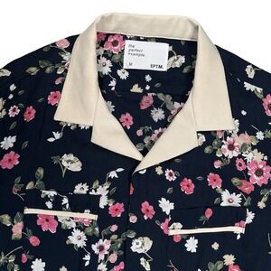 EPTM The Perfect Example Men's Black Floral Shirt Sz M Preppy Collared Button Up